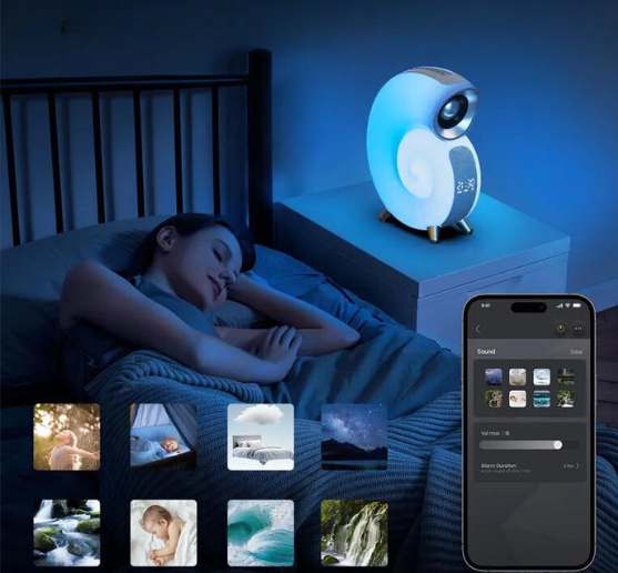 RGB-Stimmungsleuchte mit Bluetooth-Lautsprecher, Aufwachlampe, Weißrauschmaschine für Babyschlaf